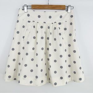 J.Crew Size 0 Flare Cream Gray Polkadot Pocket Skirt
